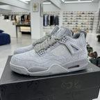 AJ4 Suede Grey High-Top Basketball Sneakers Unisex Cushioned Retro Trainers with Glow Sole & Toon Design