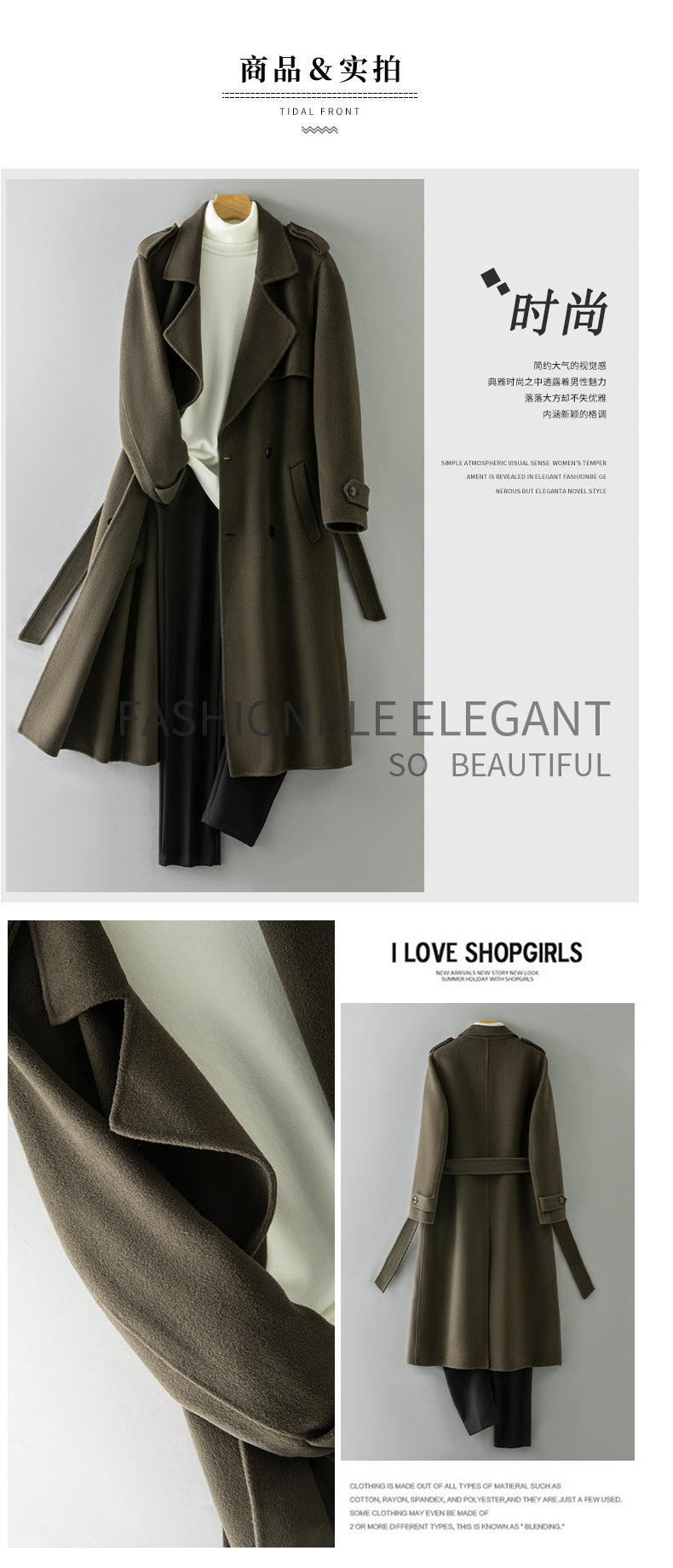 2026 New 100% Wool Double-Faced Long Coat | Men's Handcrafted Overcoat with Belt | Premium Knee-Length Winter Outerwear | 86740