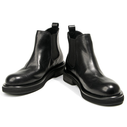 TELUOLU Men's Chelsea Boots | Premium Leather High-Top Boots | Chunky Sole British Retro Ankle Boots | 603-1