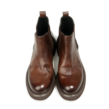 TELUOLU Men's Chelsea Boots | Premium Leather High-Top Boots | Chunky Sole British Retro Ankle Boots | 603-1