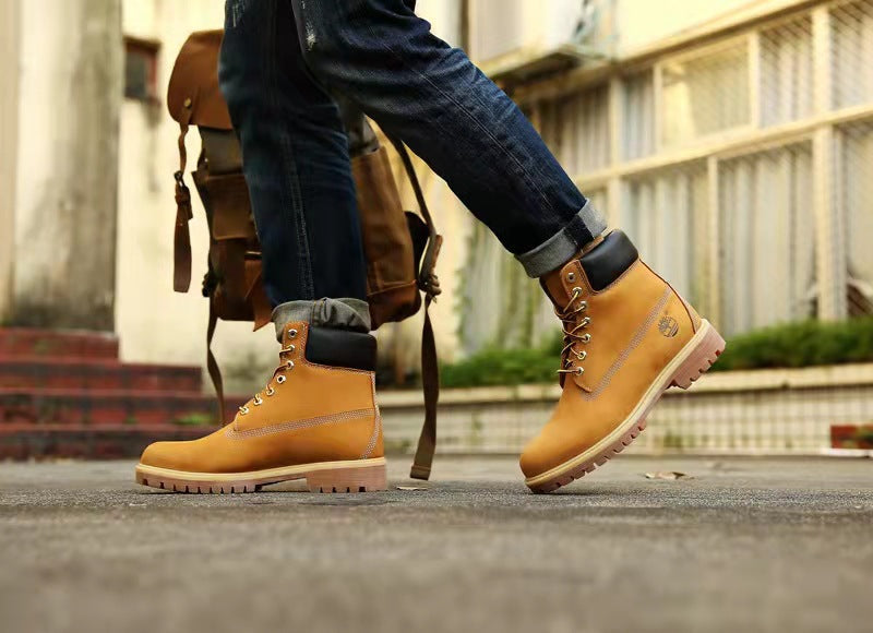 Timberland Inspired Genuine Leather Waterproof Boots For Men & Women Martin Shoes Outdoor High-Top Work & Hiking Footwear
