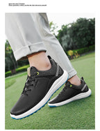 Men's Waterproof Golf Shoes | Anti-Slip Soft Spike Sneakers Breathable Microfiber Athletic All Weather Golf Trainers
