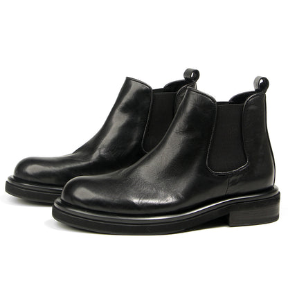 TELUOLU Men's Chelsea Boots | Premium Leather High-Top Boots | Chunky Sole British Retro Ankle Boots | 603-1