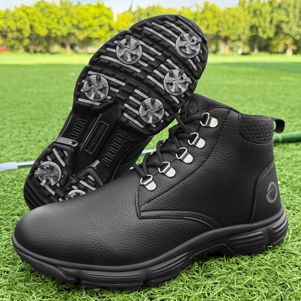 Thestron Men's High-Top Winter Golf Shoes Water-Resistant & Anti-Slip Spiked Trainers Big Sizes