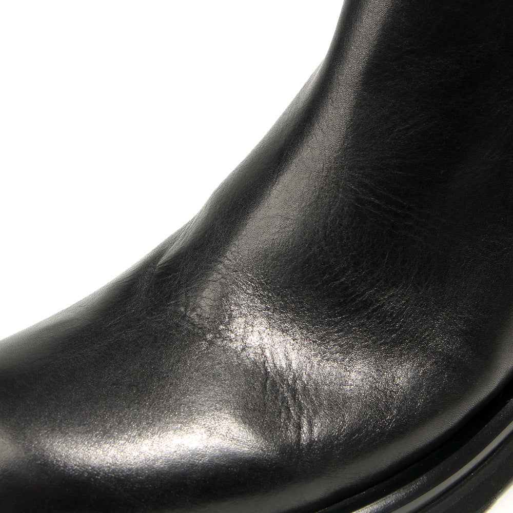 TELUOLU Men's Chelsea Boots | Premium Leather High-Top Boots | Chunky Sole British Retro Ankle Boots | 603-1