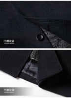 Benji Men's Wool Blend Overcoat with Detachable Rabbit Fur Lining | Winter Business Casual Topcoat for Men | Thick Mid-Length Wool Jacket| SDN682