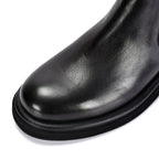 TELUOLU Men's Chelsea Boots | Genuine Leather High-Top Chukka Boots | British Retro Chunky Heel Ankle Boots | T93703