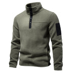 Men's Fleece-Lined Thermal Sweatshirt 2026 Autumn Outdoor Pullover Warm Sherpa Soft Top with Stand Collar