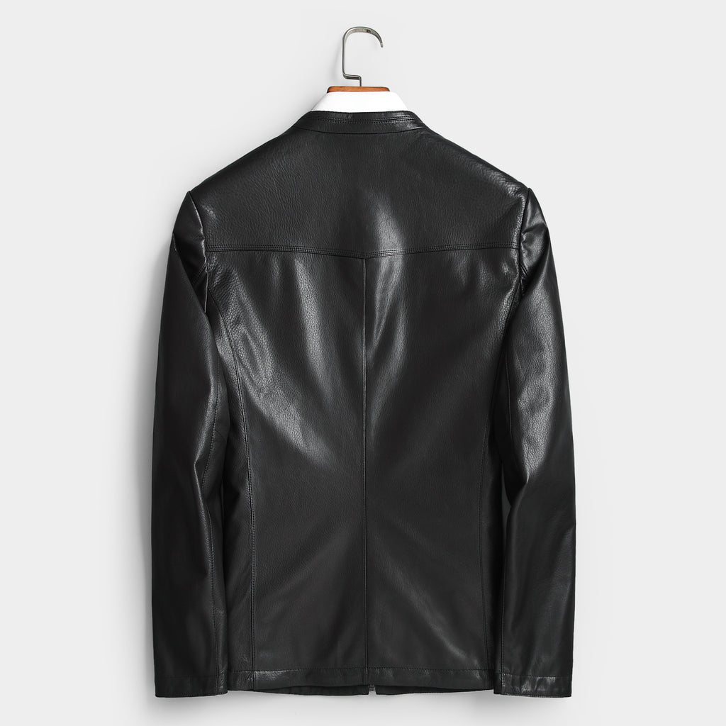 Men’s Genuine Cowhide Leather Jacket | Reversible Fur-Lined Mid-Length Coat | Business Casual Winter Outerwear | 8803