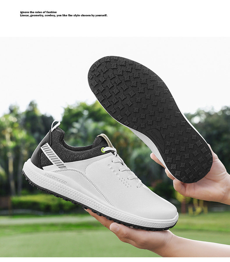 Men's Waterproof Golf Shoes | Anti-Slip Soft Spike Sneakers Breathable Microfiber Athletic All Weather Golf Trainers