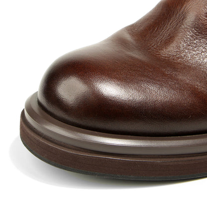 TELUOLU Men's Chelsea Boots | Premium Leather High-Top Boots | Chunky Sole British Retro Ankle Boots | 603-1