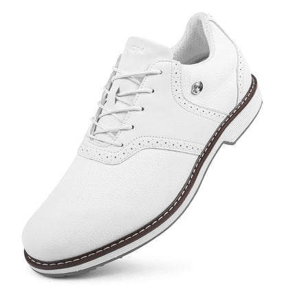 Thestron K05 Men's Brogue Style Golf Shoes | Water-Resistant Leather Spikeless Shoes | Business Casual Golf & Leisure Footwear | K05