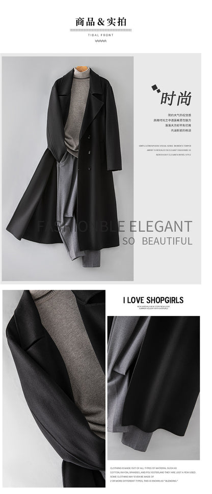 Ekeweer Longline 100% Wool Coat for Tall Men | Double-Faced Wool Overcoat | Handcrafted Fall & Winter Long Trench Coat | 86765