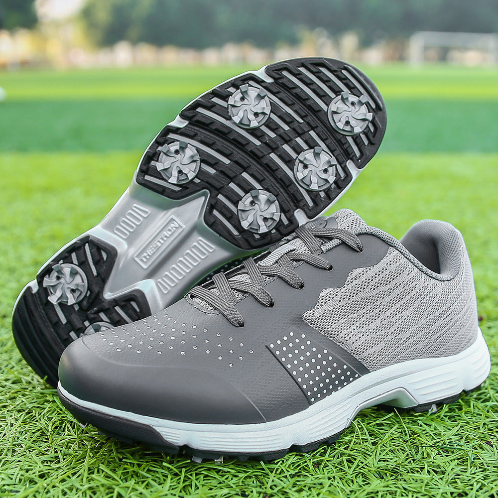 Men's Golf Shoes | Breathable Lace-Up Spiked Golf Sneakers | Lightweight & Durable Course Waterproof Trainers