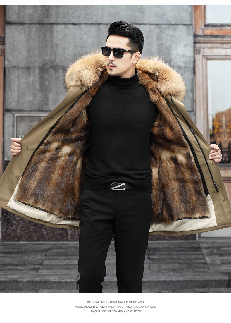Snow Lotus Men's Mink Fur Parka | 2025 Winter Detachable Mink Lining Long Coat | Luxury Slim-Fit Fur-Trimmed Jacket | 215