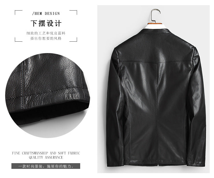 Men’s Genuine Cowhide Leather Jacket | Reversible Fur-Lined Mid-Length Coat | Business Casual Winter Outerwear | 8803