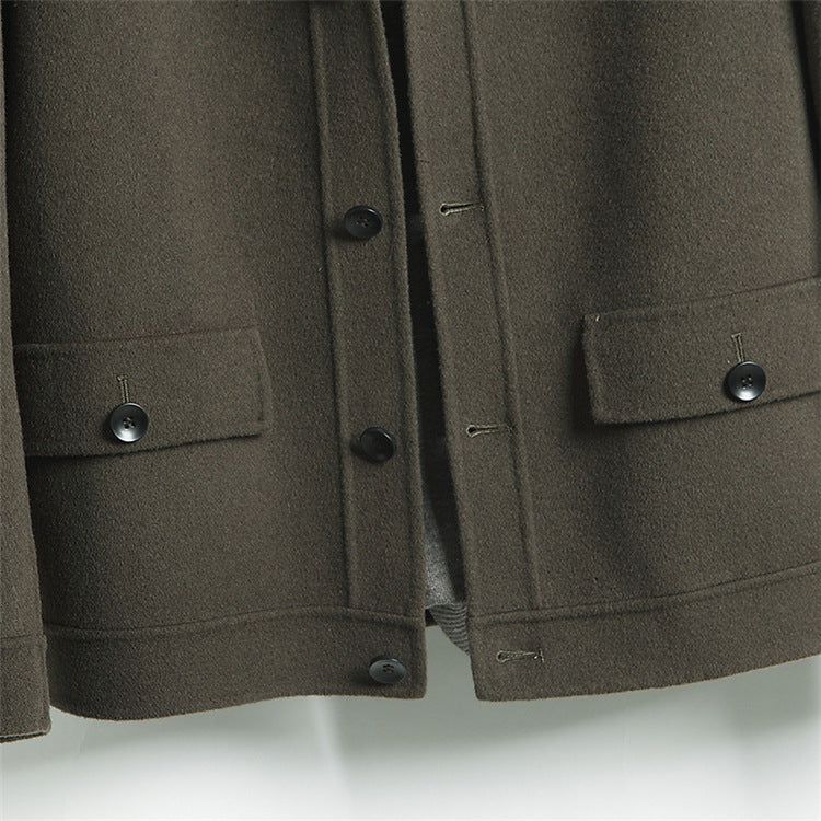 100% Wool Double-Faced Short Coat | Men’s Premium Tailored Overcoat | Warm Business Casual Outerwear | 86703