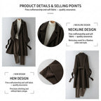 100% Wool Long Trench Coat with Belt | Men’s Knee-Length Double-Faced Wool Overcoat | Premium Winter Outerwear Trench coat