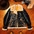 B3 Original Shearling Aviator Jacket | Men's Genuine Sheepskin Leather Bomber | Warm Fur-Lined Motorcycle Coat