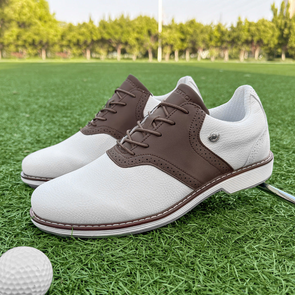 Thestron K05 Men's Brogue Style Golf Shoes | Water-Resistant Leather Spikeless Shoes | Business Casual Golf & Leisure Footwear | K05