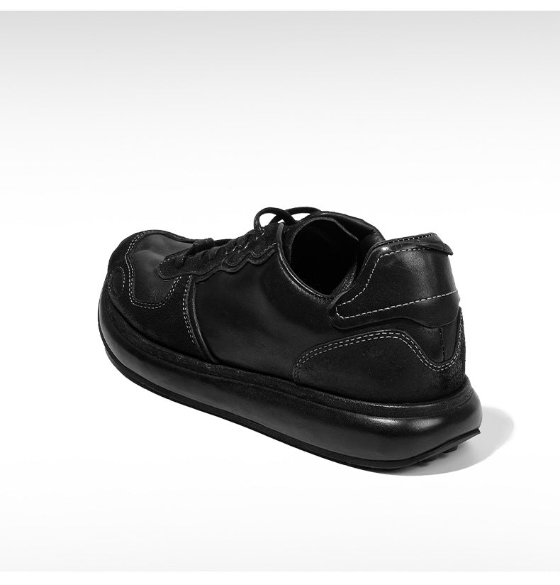 BRIGHT FEATHER Italian Handmade Men's Horsehide Derby Shoes | Vintage Distressed Thick Sole Genuine Leather Trainers