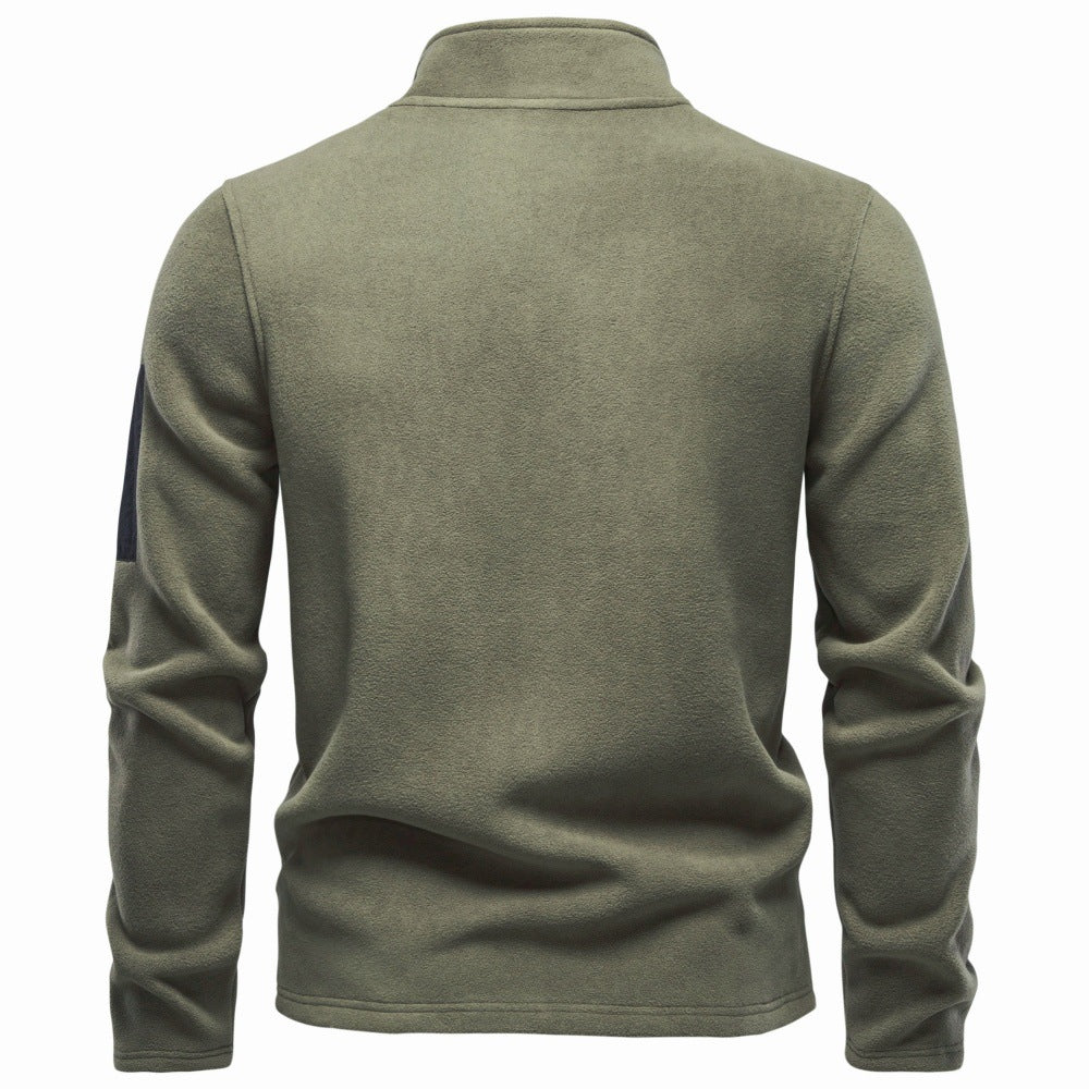 Men's Fleece-Lined Thermal Sweatshirt 2026 Autumn Outdoor Pullover Warm Sherpa Soft Top with Stand Collar