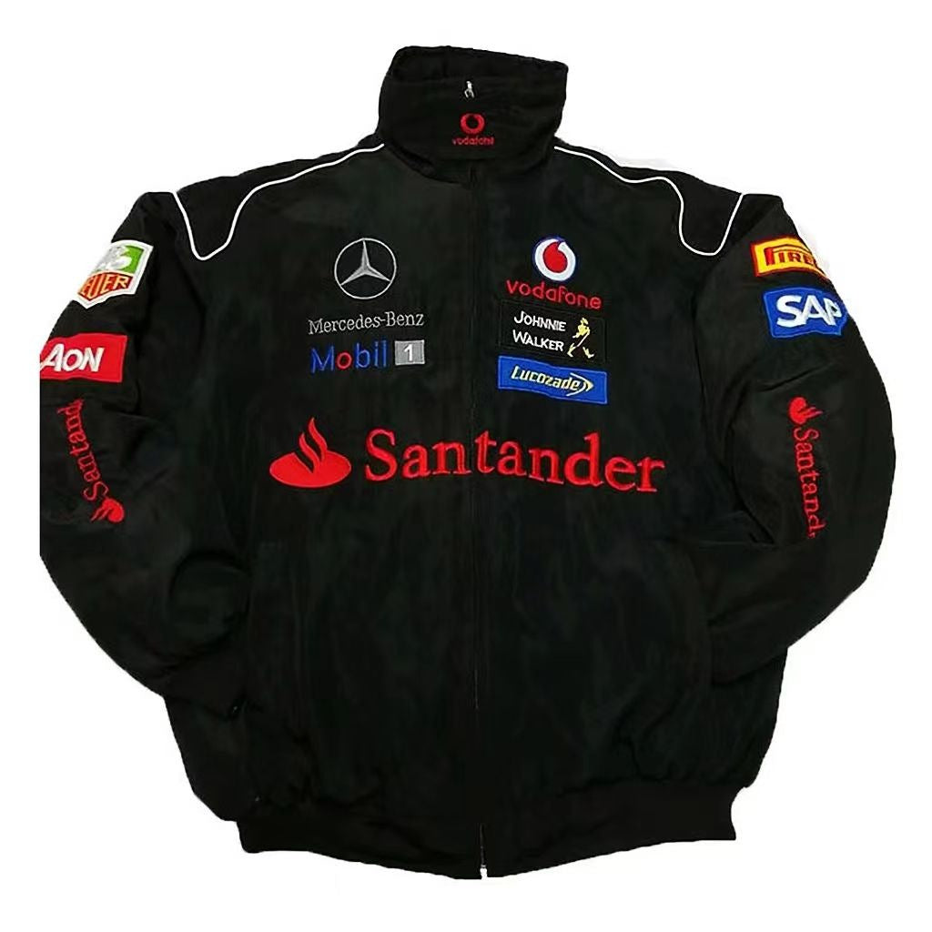 F1 Mercedes-Benz Full Embroidery Racing Jacket | Official Team Style Moto Jacket for Street & Track | BZ08