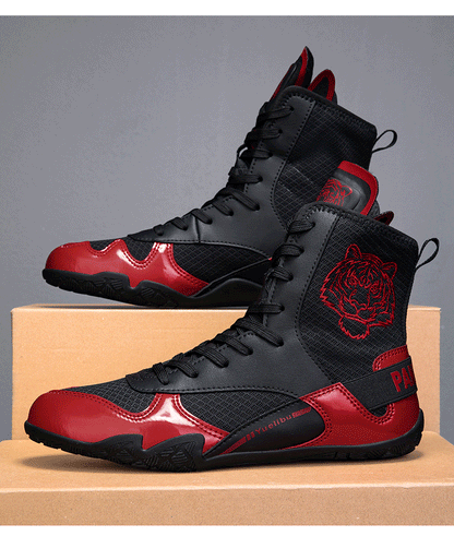 Qiku Bao Combat Sports Shoes | Unisex Wrestling & Boxing Shoes | Gum Rubber Sole for Muay Thai & Martial Arts | QK1139