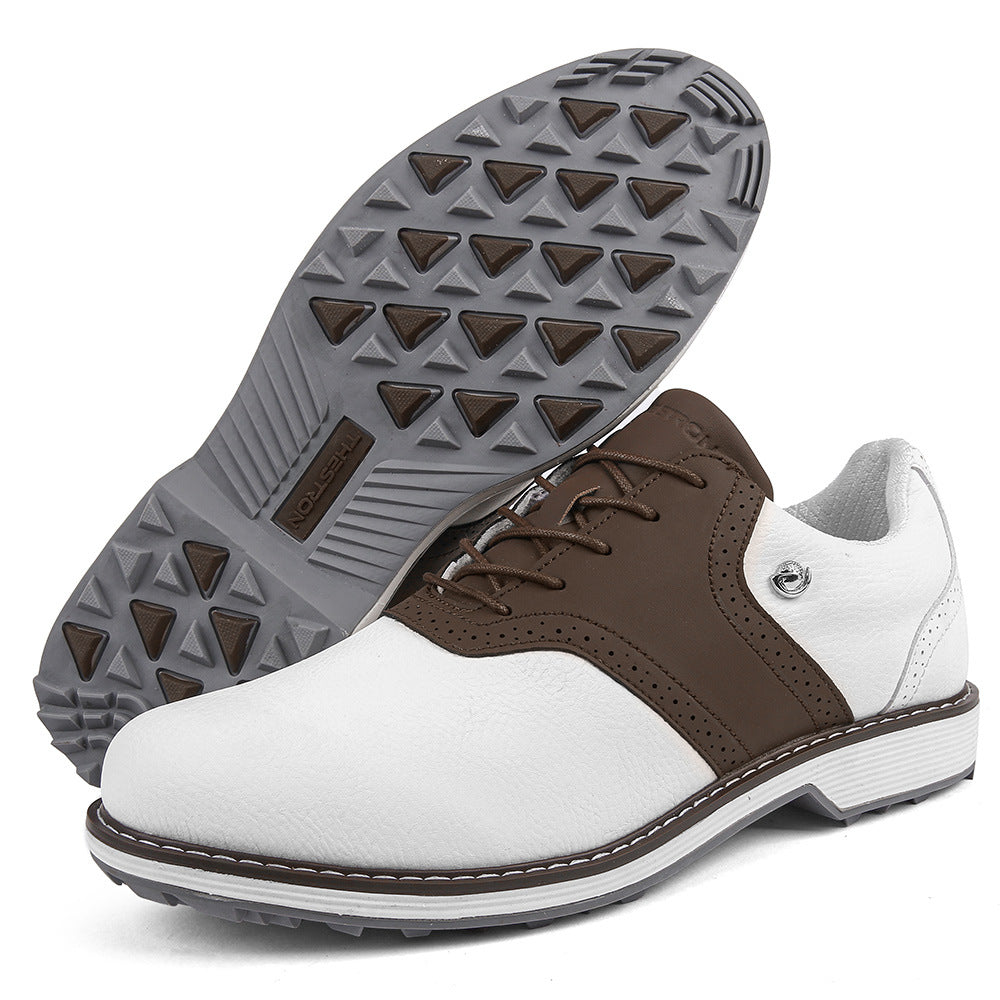Thestron K05 Men's Brogue Style Golf Shoes | Water-Resistant Leather Spikeless Shoes | Business Casual Golf & Leisure Footwear | K05