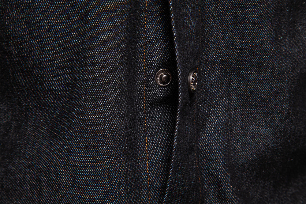Herren-Jeanshemd mit verwaschenem Muster – Langarm, 100 % Baumwolle, lässiges Button-Up-Oberteil | 6025 