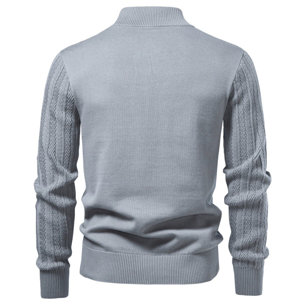 Men's Cotton Knit Cardigan | 2026 Winter Business Casual Button-Up Sweater | Stand Collar Warm Outerwear | SW255