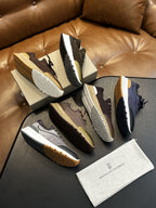 Men's Genuine Leather & Mesh  Breathable Shoes Travel Comfort Insole Slip-On Trainers Casual Driving Boots