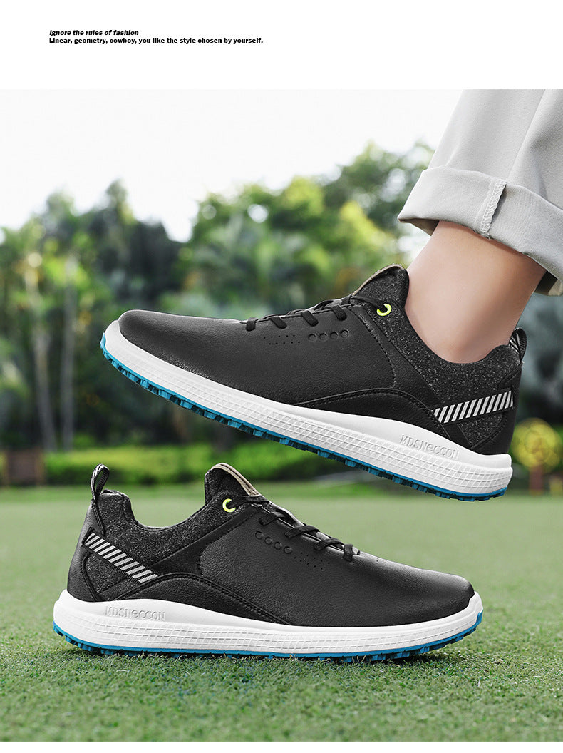 Men's Waterproof Golf Shoes | Anti-Slip Soft Spike Sneakers Breathable Microfiber Athletic All Weather Golf Trainers