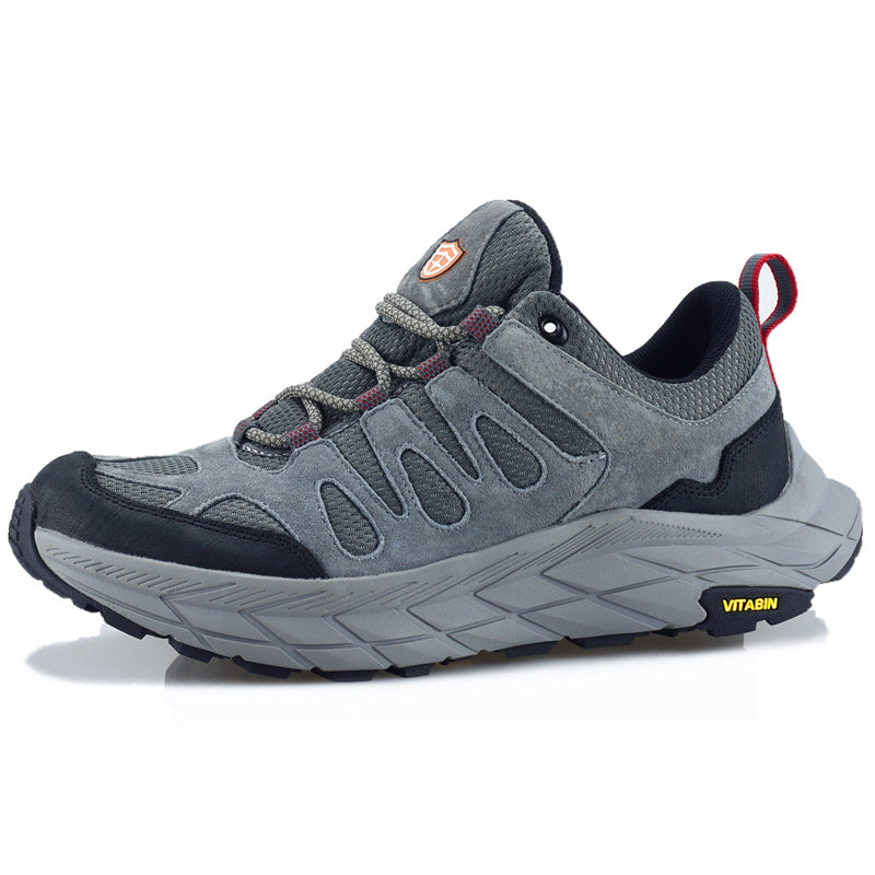 ECAF HTRON EHT Men‘s Genuine Leather Hiking Boots Thick Sole Outdoor Trail Shoes Anti-Slip & Breathable Trekking Trainers