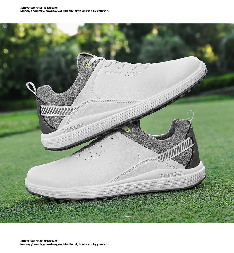 Men's Waterproof Golf Shoes | Anti-Slip Soft Spike Sneakers Breathable Microfiber Athletic All Weather Golf Trainers