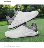 Men's Waterproof Golf Shoes | Anti-Slip Soft Spike Sneakers Breathable Microfiber Athletic All Weather Golf Trainers
