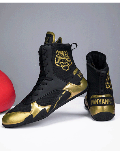 Qiku Bao Combat Sports Shoes | Unisex Wrestling & Boxing Shoes | Gum Rubber Sole for Muay Thai & Martial Arts | QK1139