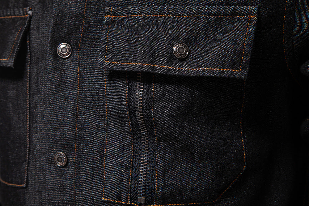 Herren-Jeanshemd mit verwaschenem Muster – Langarm, 100 % Baumwolle, lässiges Button-Up-Oberteil | 6025 