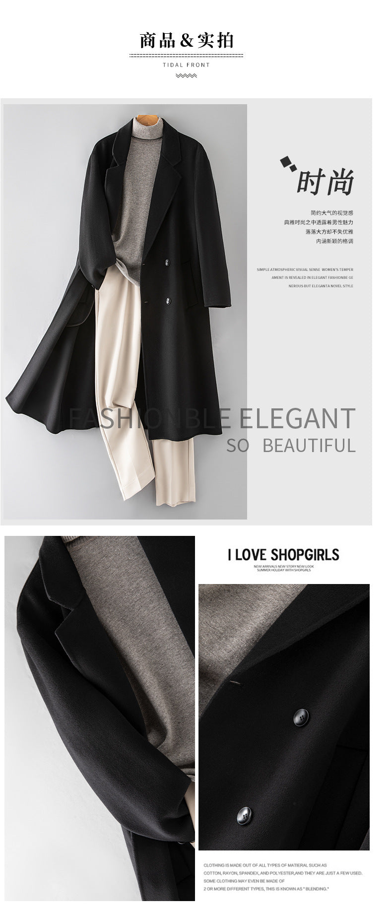 100% Wool Double-Faced Long Overcoat | 2026 Handcrafted Knee-Length Coat with Padded Shoulders | Premium Winter Outerwear | 86767