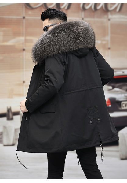 Snow Lotus Men's Mink Fur Parka | 2025 Winter Detachable Mink Lining Long Coat | Luxury Slim-Fit Fur-Trimmed Jacket | 215