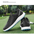 Men's Waterproof Golf Shoes | Anti-Slip Soft Spike Sneakers Breathable Microfiber Athletic All Weather Golf Trainers