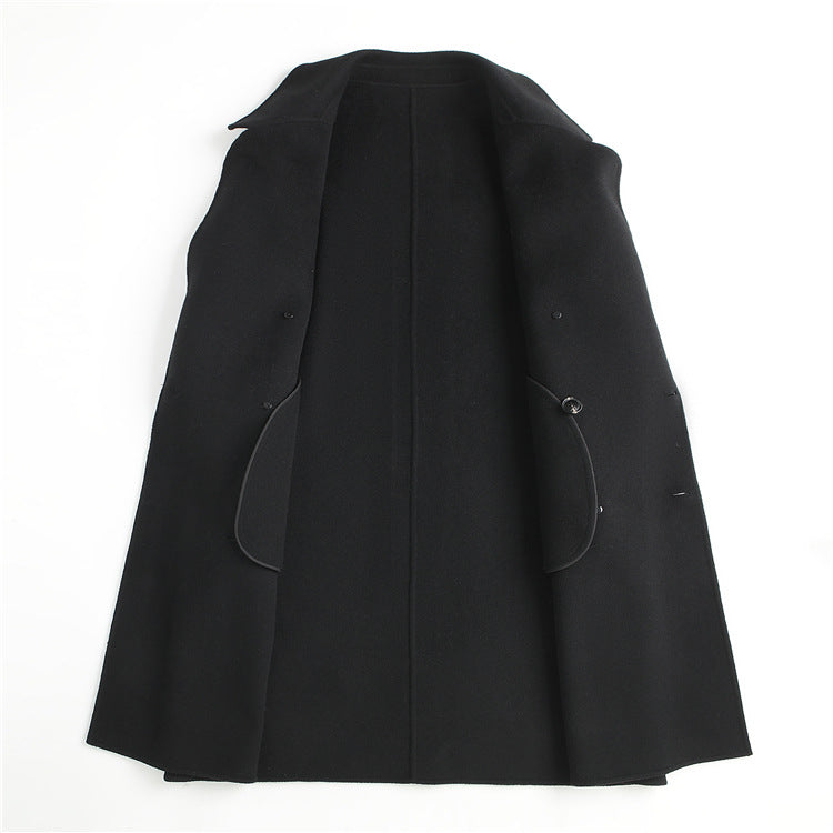 100% Wool Double-Faced Long Coat Men | Premium Tailored Overcoat | Business & Casual Winter Outerwear Wool Trench Coat
