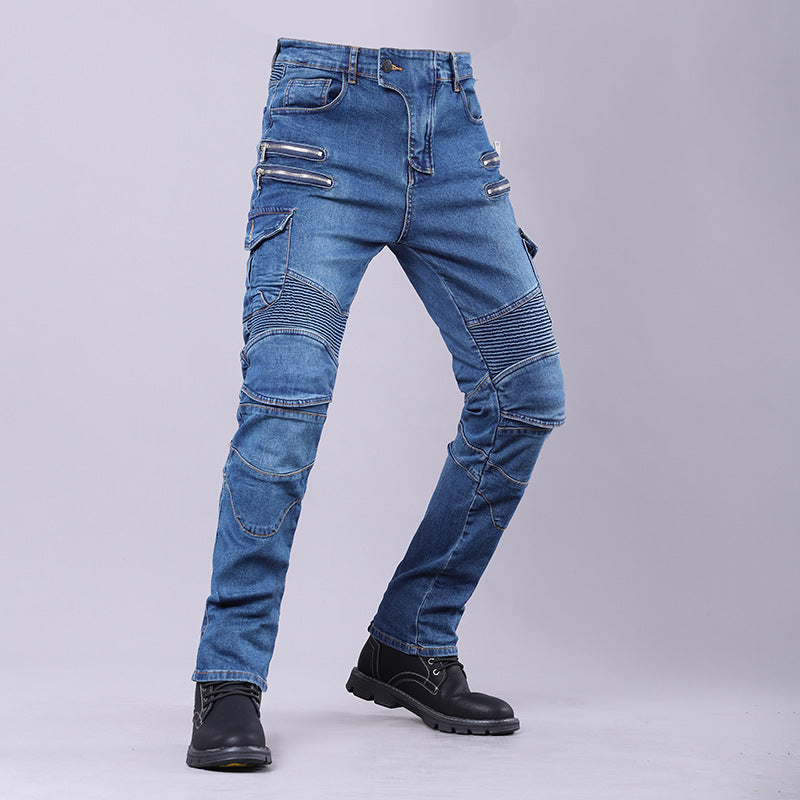 MOTOJSMT Motorcycle Riding Jeans | Casual Cargo Pants with Protective Armor | Zipper Pocket Racing Trousers for Summer | MOTOJSMT