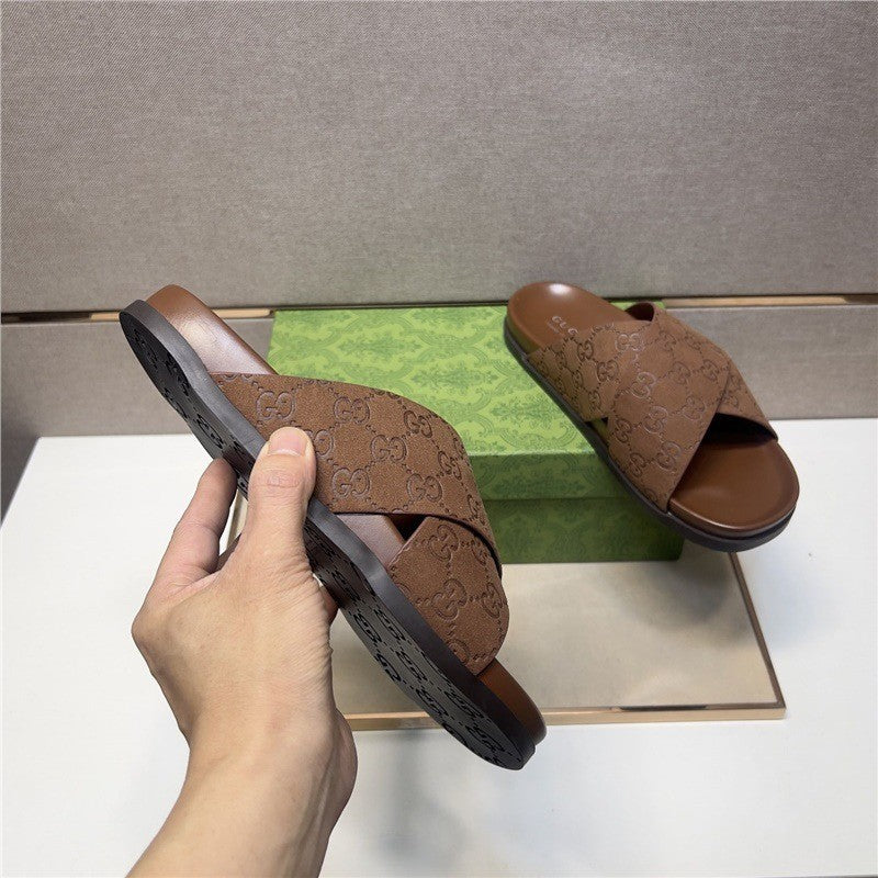 Men‘s Genuine Leather Slide Sandals | Summer Outdoor Casual Flip Flops | Anti-Slip Beach & Streetwear Sandals | 3001