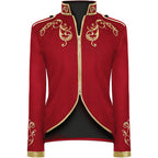 Medieval Royal Prince Jacket | Gold Embroidered Stand Collar Coat | Halloween Noble Cosplay Costume for Men & Women