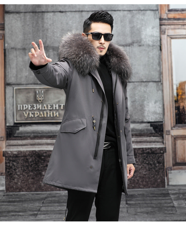 Snow Lotus Men's Mink Fur Parka 2025 Winter Detachable Mink Lining Long Coat Luxury Slim-Fit Fur-Trimmed Jacket | 215