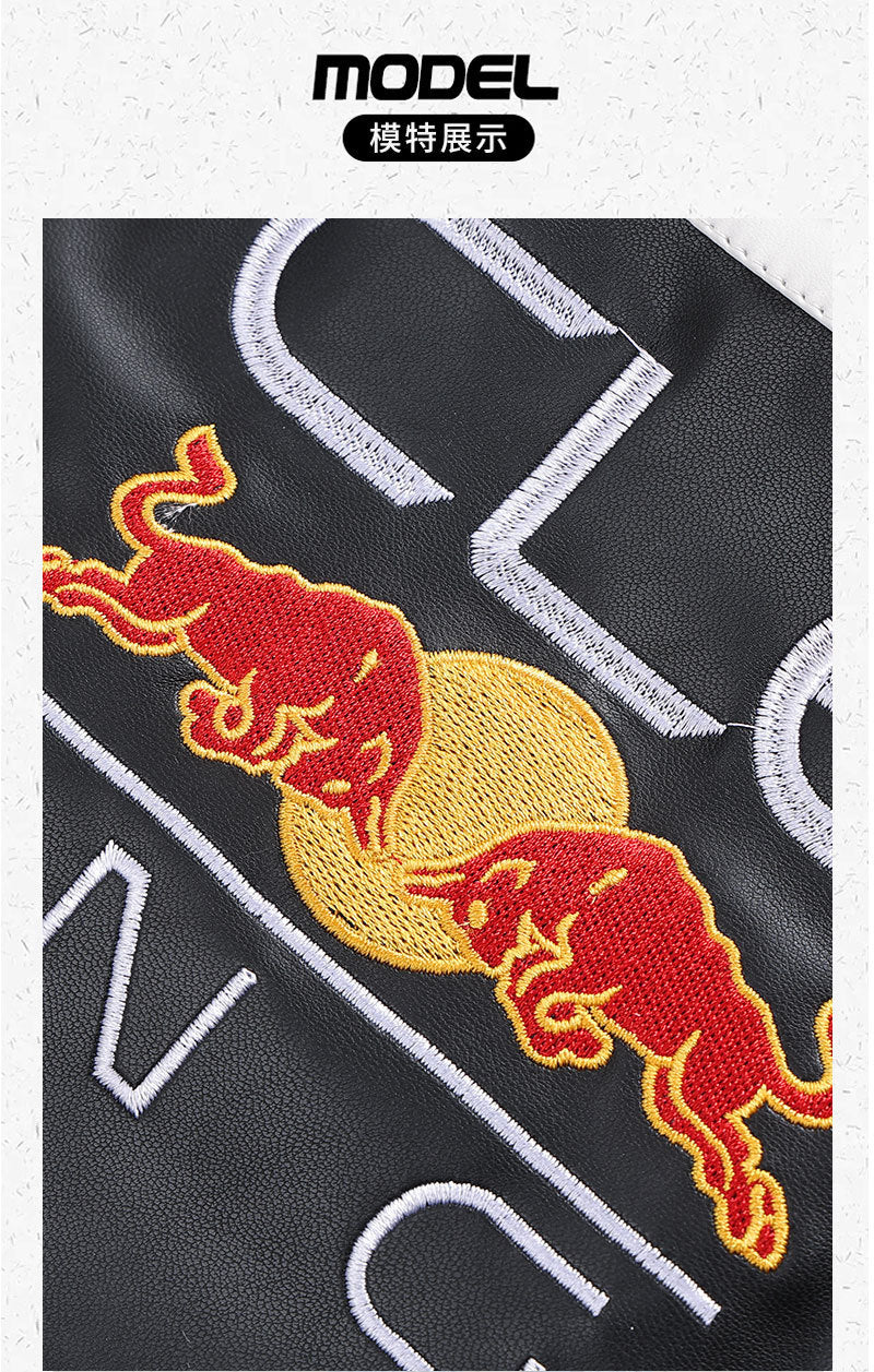 Polaris F1 Racing Jacket | Full Embroidered Premium PU Leather Coat | Unisex Moto Streetwear for Autumn & Winter