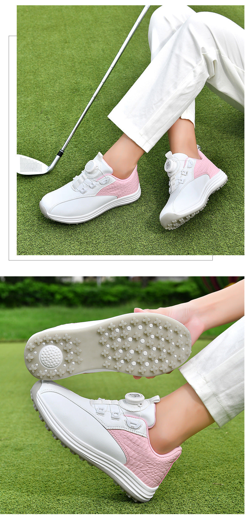 Packard Golf Shoes with Rotating Buckle | Anti-Slip Spiked Golf Madison Trainers | Breathable Microfiber Athletic Boots