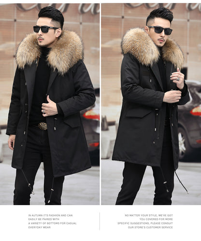 Snow Lotus Men's Mink Fur Parka | 2025 Winter Detachable Mink Lining Long Coat | Luxury Slim-Fit Fur-Trimmed Jacket | 215