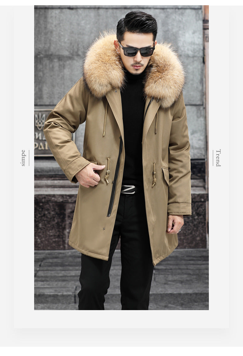Snow Lotus Men's Mink Fur Parka 2025 Winter Detachable Mink Lining Long Coat Luxury Slim-Fit Fur-Trimmed Jacket | 215
